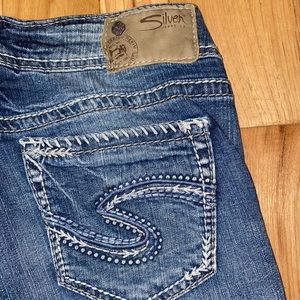 Silver boot cut jeans!!